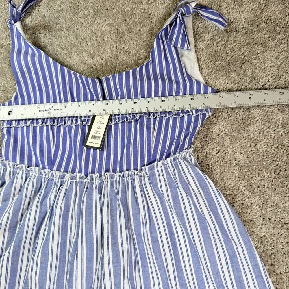 NWT Romeo & Juliet Couture Stripe Scoop Neck Tiered Dress Sz S Blue & White $165